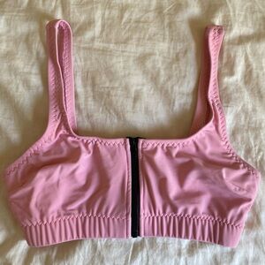 Hot Lava Swim Ultra Zip Up Bikini Top in Pink size Medium